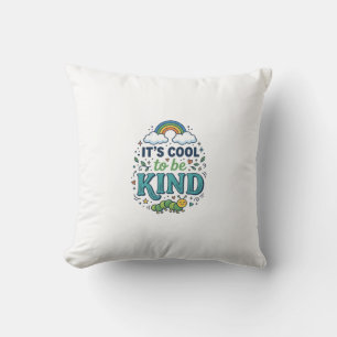 Cool To Be Kind Rainbow Caterpillar Shirt Design_1 Throw Pillow