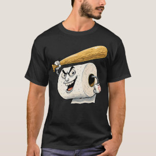 Cool Toilet Paper Face With Baseball Bat Costume T-Shirt