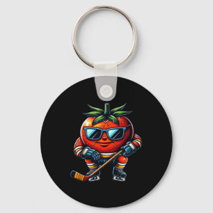 Cool Tomato Ice Hockey Player Vibes Keychain