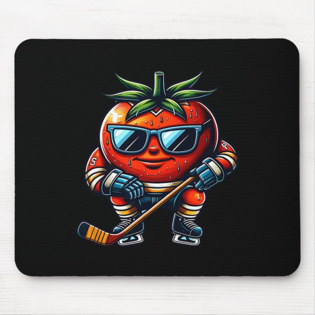 Cool Tomato Ice Hockey Player Vibes  Mouse Pad (Front)
