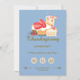 Cool Tone Thanksgiving Invitation   Dinner Party 