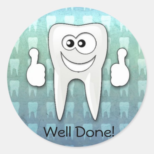 Cool tooth  "well done" sticker (Front)