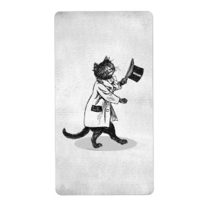 Cool Top Chapeau Chat Etching Faux Canvas Étiquett