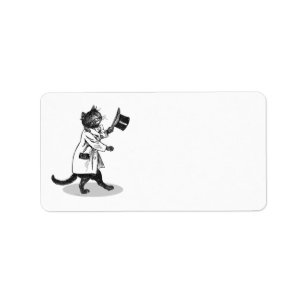 Cool Top Hat Chat Etching Étiquette de adresse