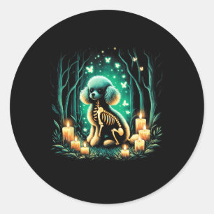 Cool Toy Poodle Dog Skeleton Halloween Dog Mom Dad Classic Round Sticker