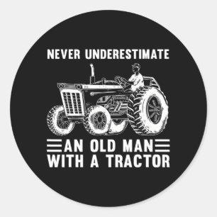 Cool Tractor Design For Grandpa Men Tractor Classic Round Sticker
