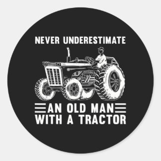 Cool Tractor Design For Grandpa Men Tractor Classic Round Sticker
