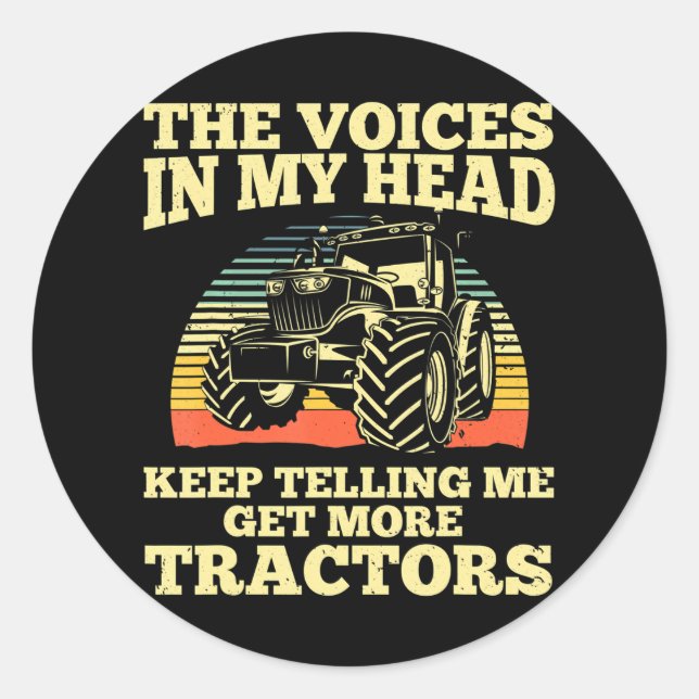 Cool Tractor Design For Men Women Kids Farmer Classic Round Sticker (Front)