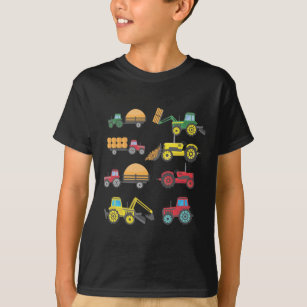 Cool Tractor Drawing Farm Lover Agriculture Kid T-Shirt