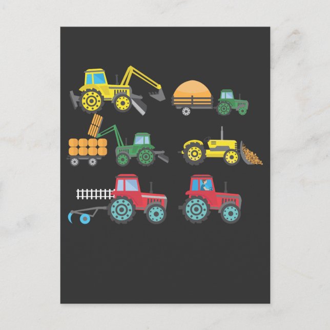 Cool Tractors and Harvesters Collection Farmer Postcard (Front)