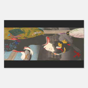 Cool traditional japanese woodprint classic geisha sticker