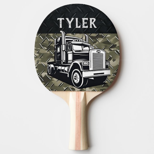 Cool Transport Truck Name Equipment Camo Ping Pong Paddle (Front)