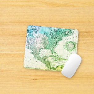 Cool Travelers Green Vintage Map of North America Mouse Pad