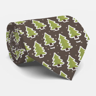 cool tree pattern green brown tie