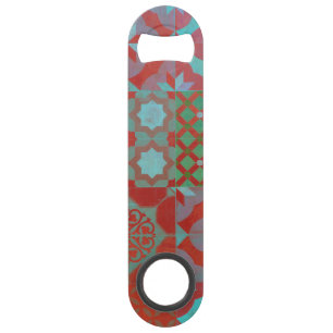 Cool, trendy Aegean tiles in red and blue Bar Key