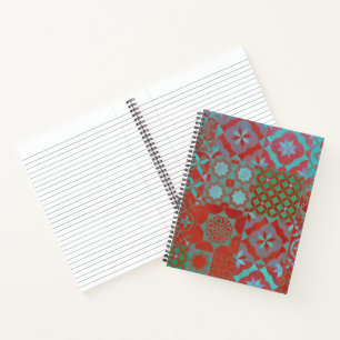 Cool, trendy Aegean tiles in red and blue Notebook