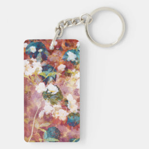 Cool, trendy art of romantic flower pattern keychain