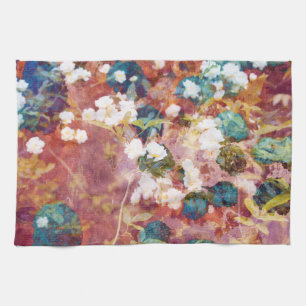 Cool, trendy art of romantic flower pattern kitchen towel