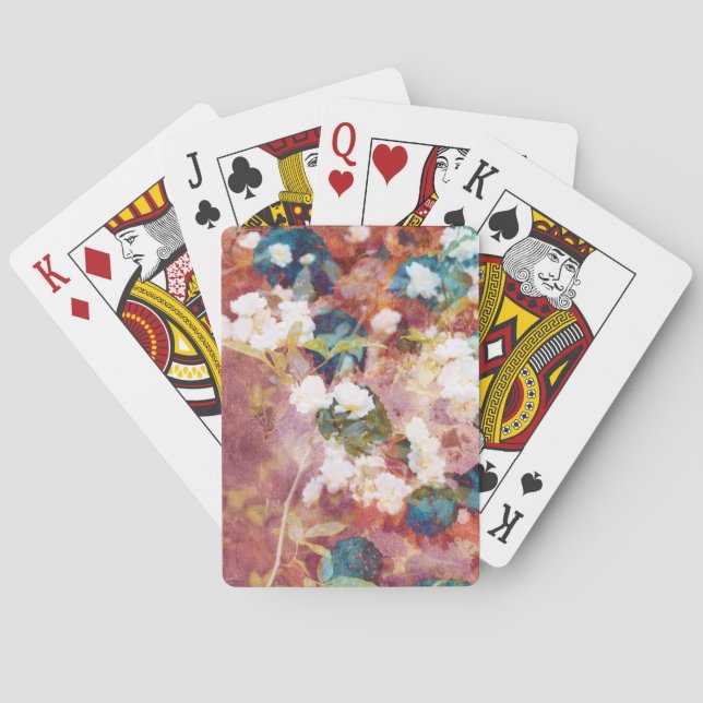 Cool, trendy art of romantic flower pattern playing cards (Back)