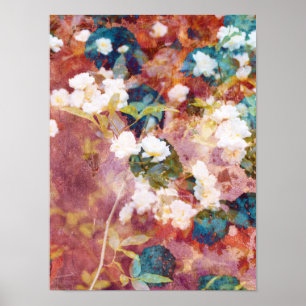 Cool, trendy art of romantic flower pattern poster