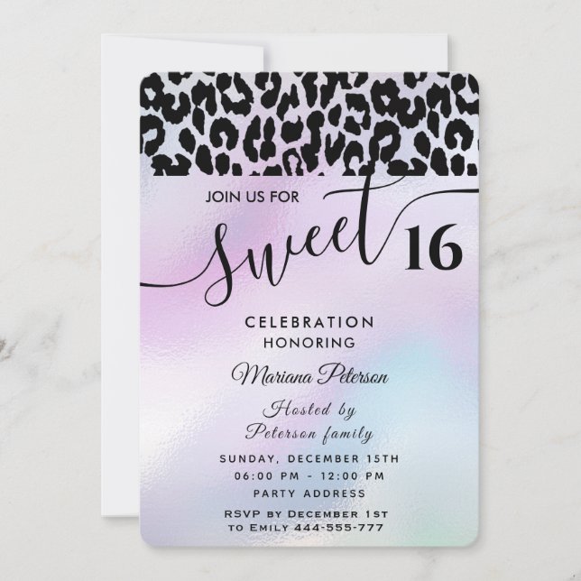 Cool Trendy attractive leopard sweet 16 Invitation (Front)