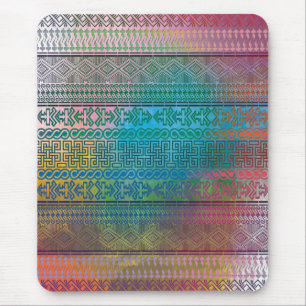 Cool trendy Aztec geometric pattern colourful Mouse Pad