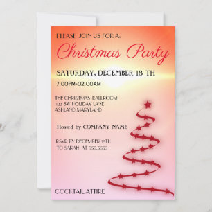 Cool, Trendy, Beautiful, Red Christmas Tree Invita Invitation