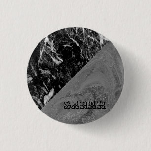 Cool Trendy Black Marble 1 Inch Round Button