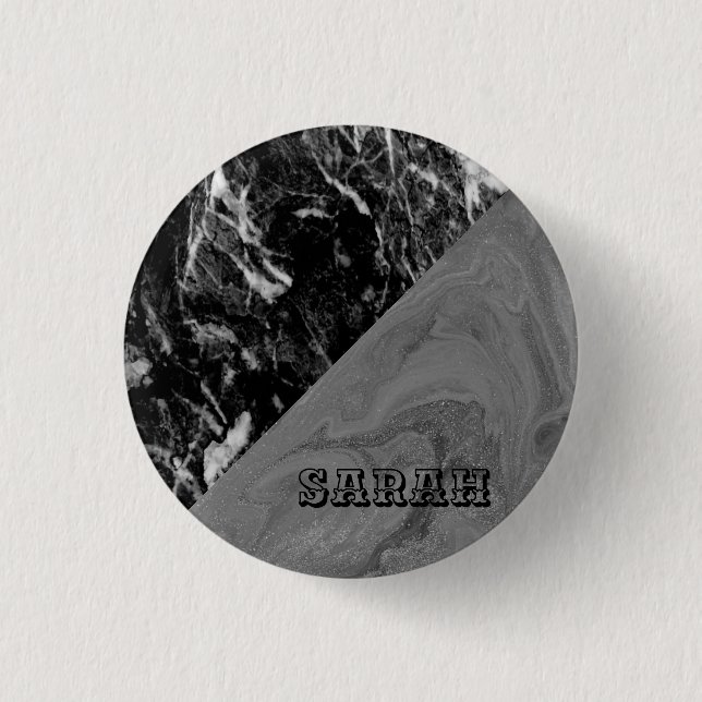 Cool Trendy Black Marble 1 Inch Round Button (Front)
