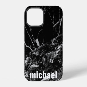 Cool Trendy Black Marble Case-Mate iPhone Ca 12 Case