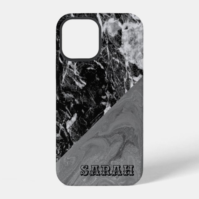 Cool Trendy Black Marble  iPhone Case (Back)