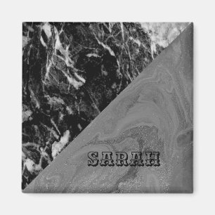 Cool Trendy Black Marble Magnet