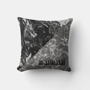 Cool Trendy Black Marble Throw Pillow