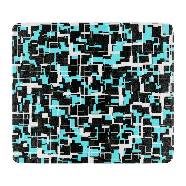 Cool Trendy Black White Blue Pattern Cutting Board (Front)
