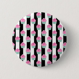 Cool Trendy Bleck and Withe, Cup Cakes 2 Inch Round Button