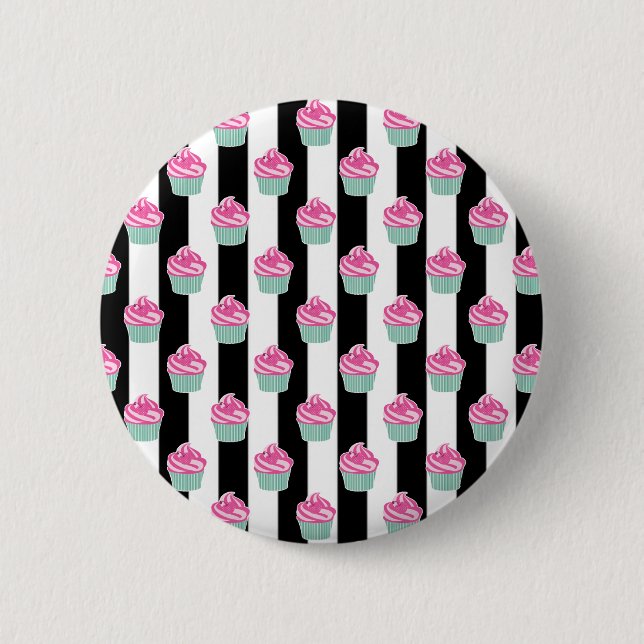 Cool Trendy Bleck and Withe, Cup Cakes 2 Inch Round Button (Front)