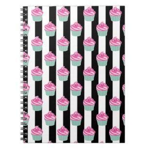 Cool Trendy Bleck and Withe, Cup Cakes Notebook