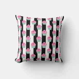 Cool Trendy Bleck and Withe, Cup Cakes Throw Pillow