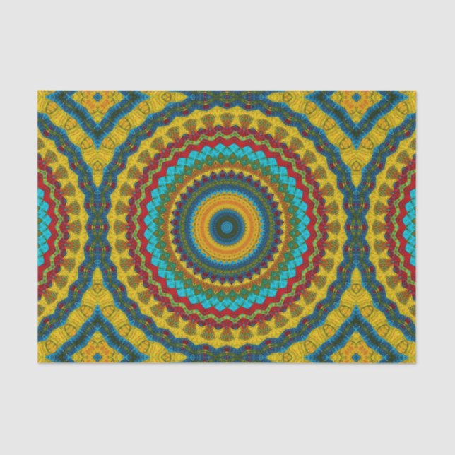  Cool Trendy Blue Red Yellow Mandala Tribal Ethnic Tissue Paper (Front)
