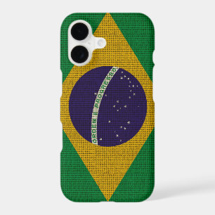 Cool trendy Brazil flag burlap texture