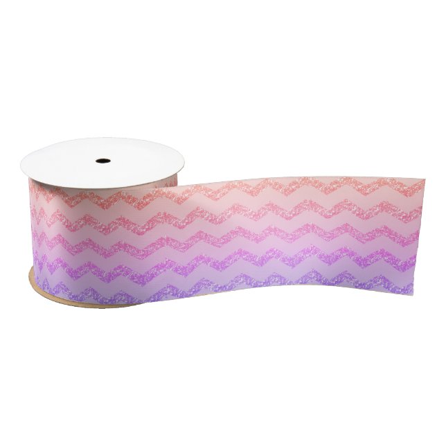 Cool Trendy Chevron Zigzag Ombre Glitter Satin Ribbon (Spool)