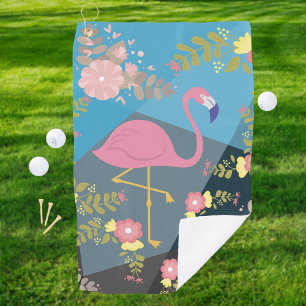 Cool Trendy Chic Cute Pink Girly Floral Flamingo Golf Towel