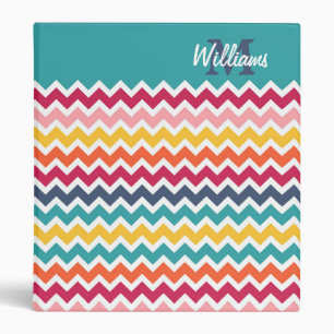Cool trendy colourful custom Monogram chevron Binder