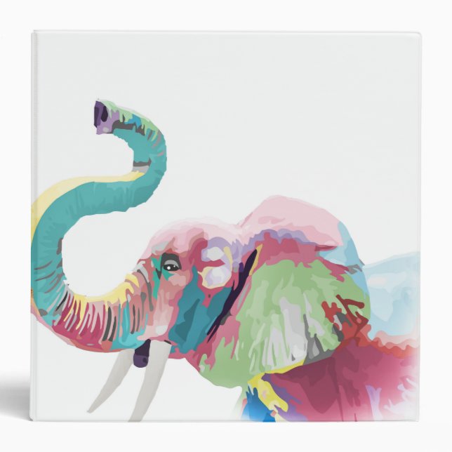 Cool Trendy Colourful Elephant  Binder (Front)