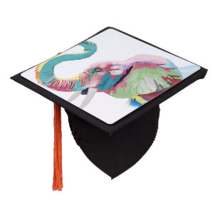 Cool Trendy Colourful Elephant  Graduation Cap Topper