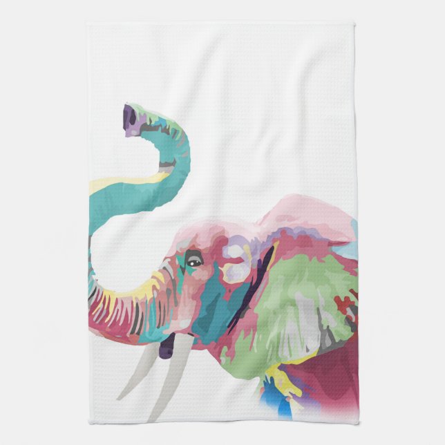 Cool Trendy Colourful Elephant  Kitchen Towel (Vertical)