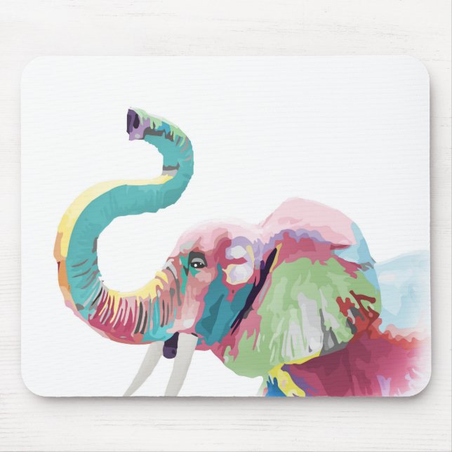 Cool Trendy Colourful Elephant  Mouse Pad (Front)