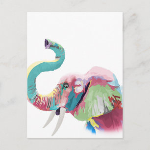 Cool Trendy Colourful Elephant Postcard
