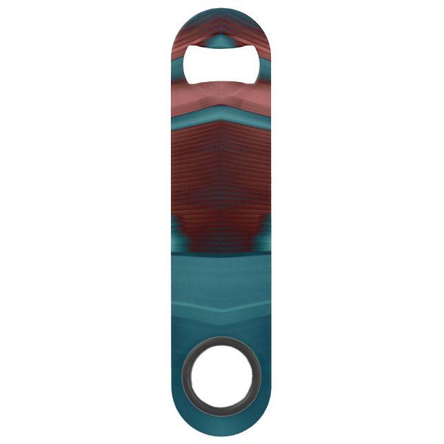 Cool, trendy futuristic artwork in red and blue bar key (Front)