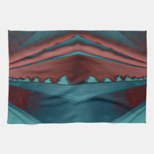 Cool, trendy futuristic artwork in red and blue kitchen towel